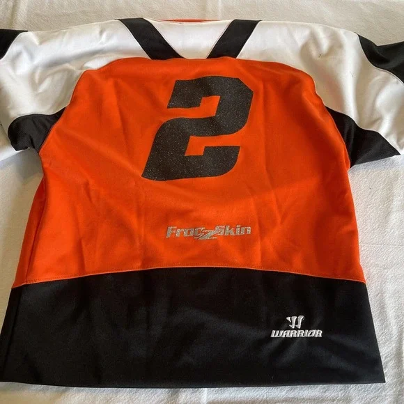 Minnesota Machine Hockey Jersey Sz M Orange Black White Glitter #2 Game Used - Picture 9 of 12